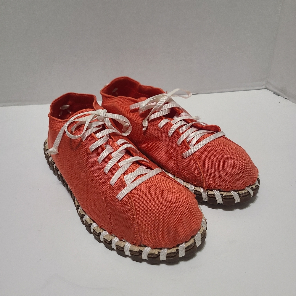Kengos Mens Size 8‎ Orange Gray Lace Up Sneakers Vegan Recyclable  Cork Footbed
